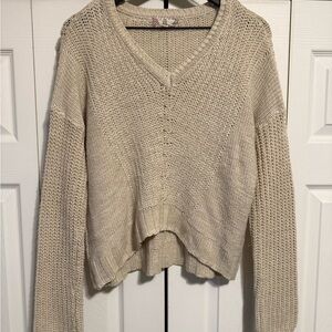 Pink Rose Women's Beige V-Neck Sweater